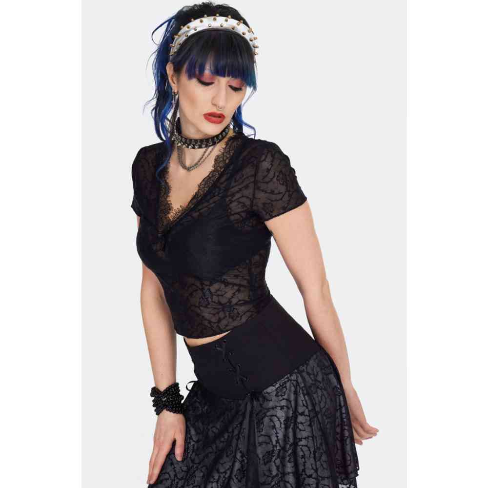 Jawbreaker - Lace Trims Crop top - Noir